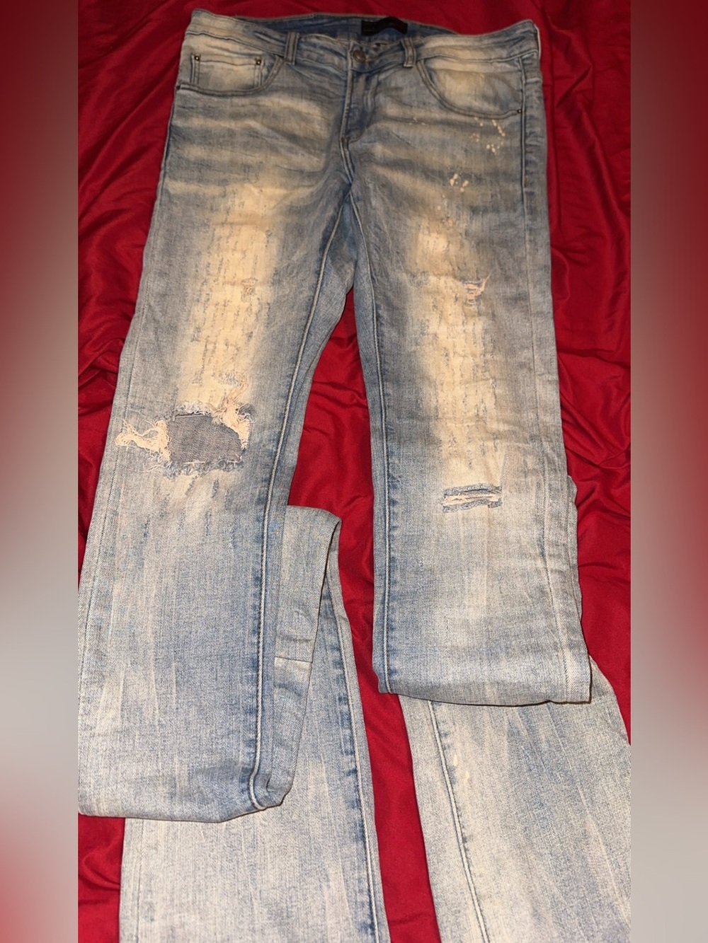 Tulones Stack Flare Light Wash Distressed Men’s Jeans - 32